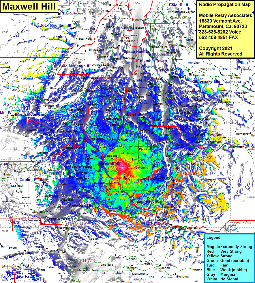 heat map radio coverage Maxwell Hill